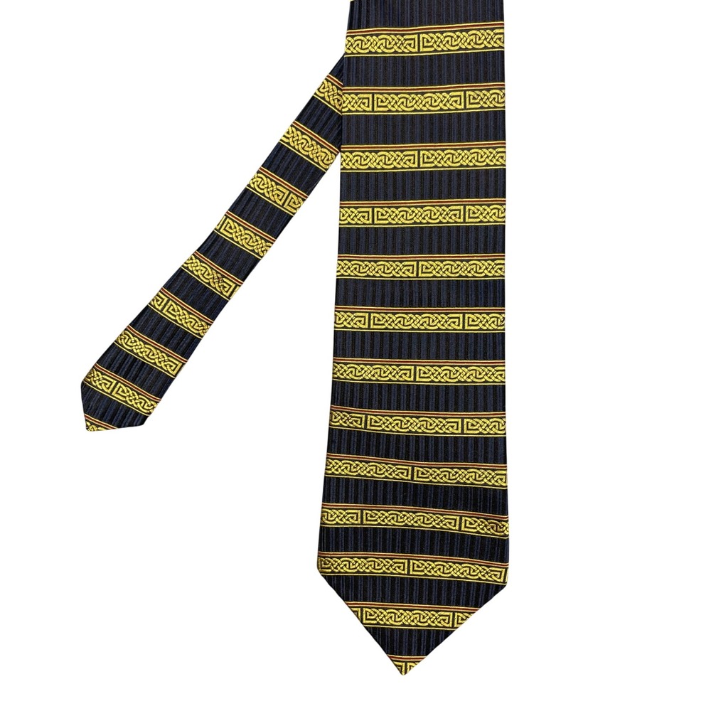 Patrick Francis Navy Gold Celtic Knot Silk Necktie Mens One Size